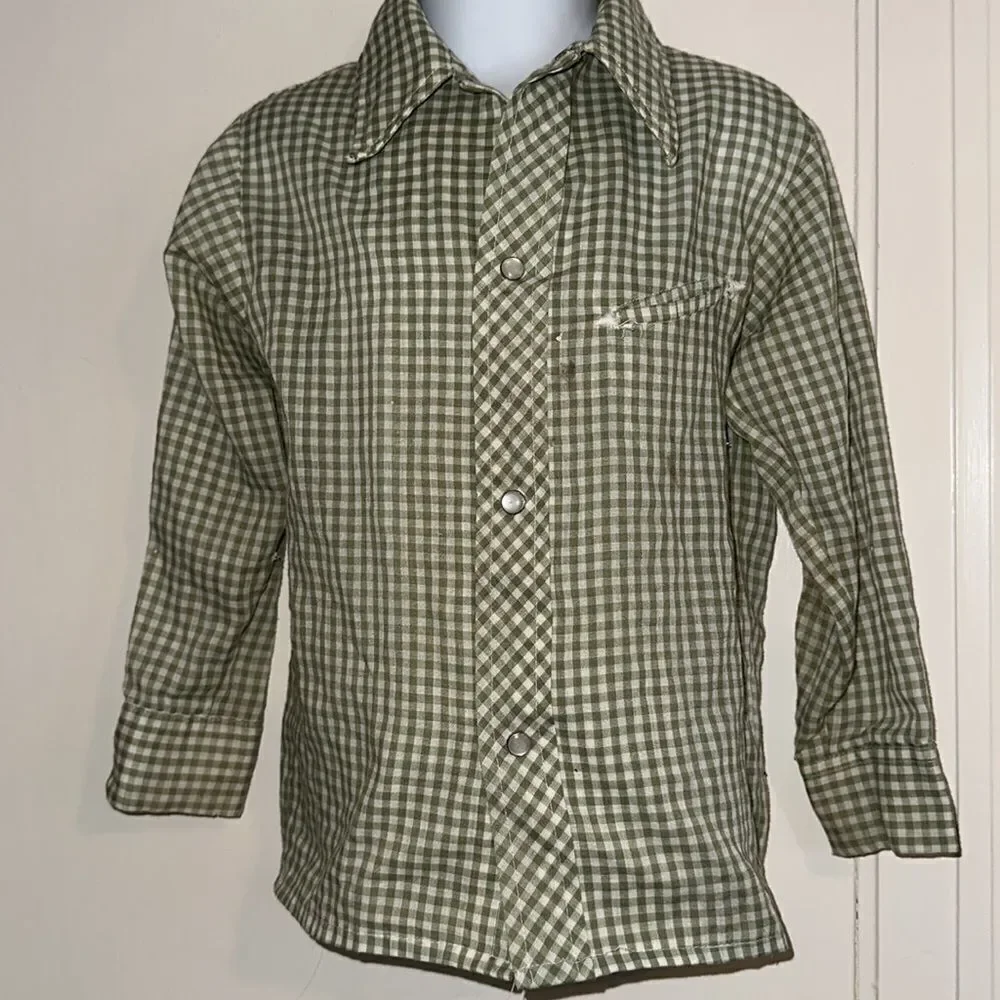 Vintage 70s‎ Sears green denim jean jacket/pants & matching western shirt